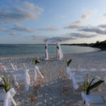 Beach wedding setup at Abaco Beach Resort