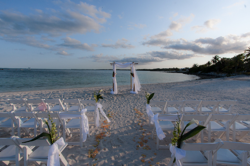 Beach wedding setup at Abaco Beach Resort